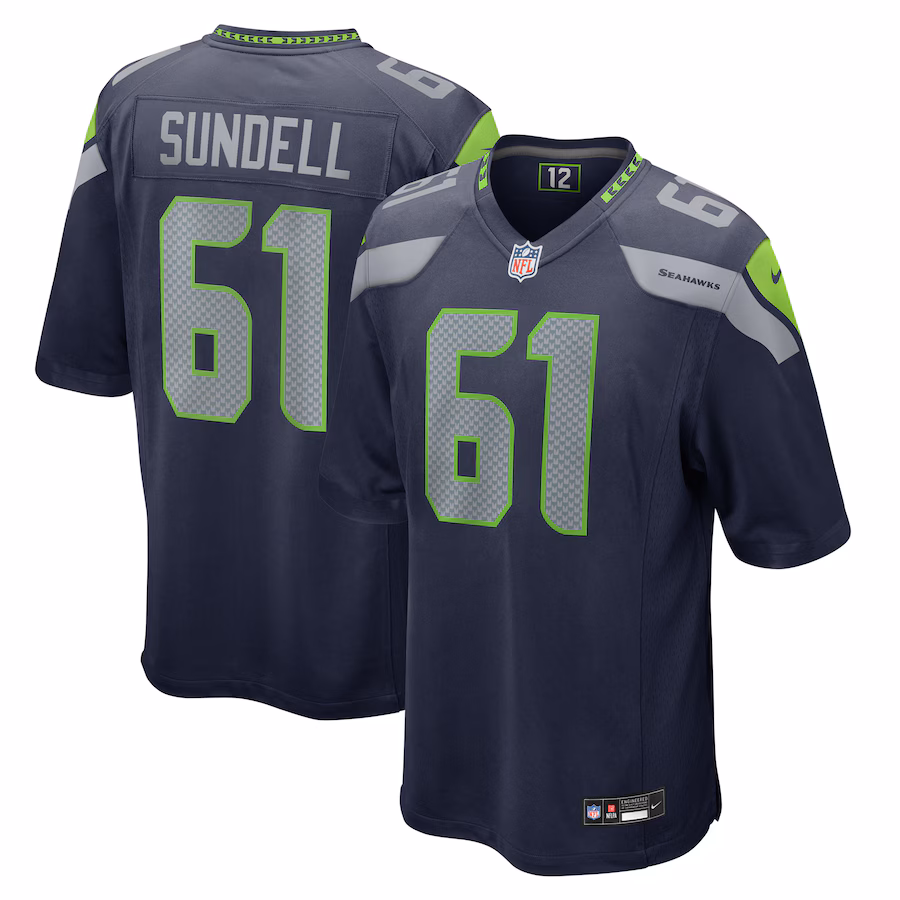 Men's Seattle Seahawks Jalen Sundell Nike College Navy Game Jersey - ujerseystore