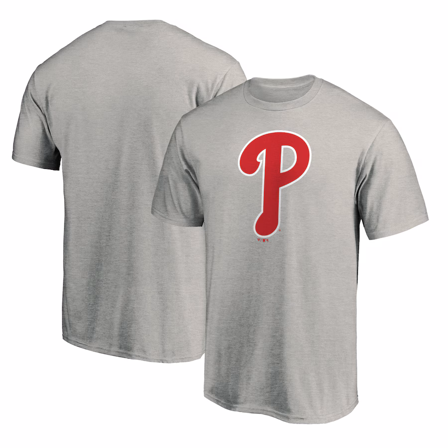 Men's Philadelphia Phillies Heathered Gray Official Team Logo T-Shirt - ujerseystore
