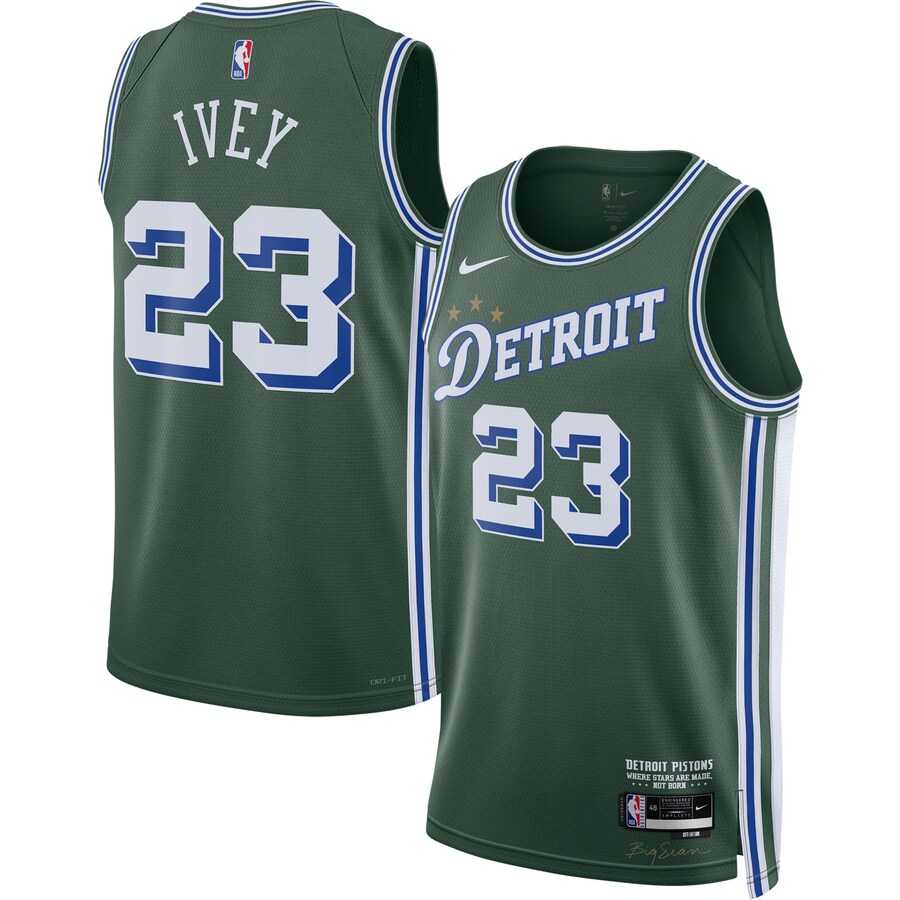Men's Detroit Pistons Jaden Ivey Nike Green 2022/23 Swingman Jersey - City Edition - ujerseystore