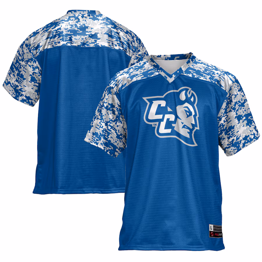 Men's GameDay Greats Royal Central Connecticut State Blue Devils Football Jersey - ujerseystore