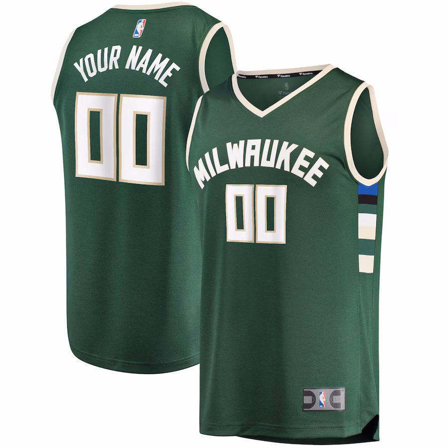 Men's Milwaukee Bucks Fanatics Hunter Green Fast Break Custom Replica Jersey - Icon Edition - ujerseystore