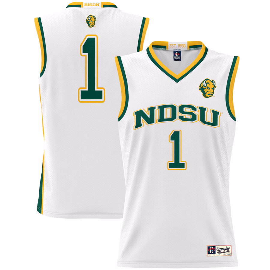 Youth GameDay Greats #1 White NDSU Bison Lightweight Basketball Jersey - ujerseystore