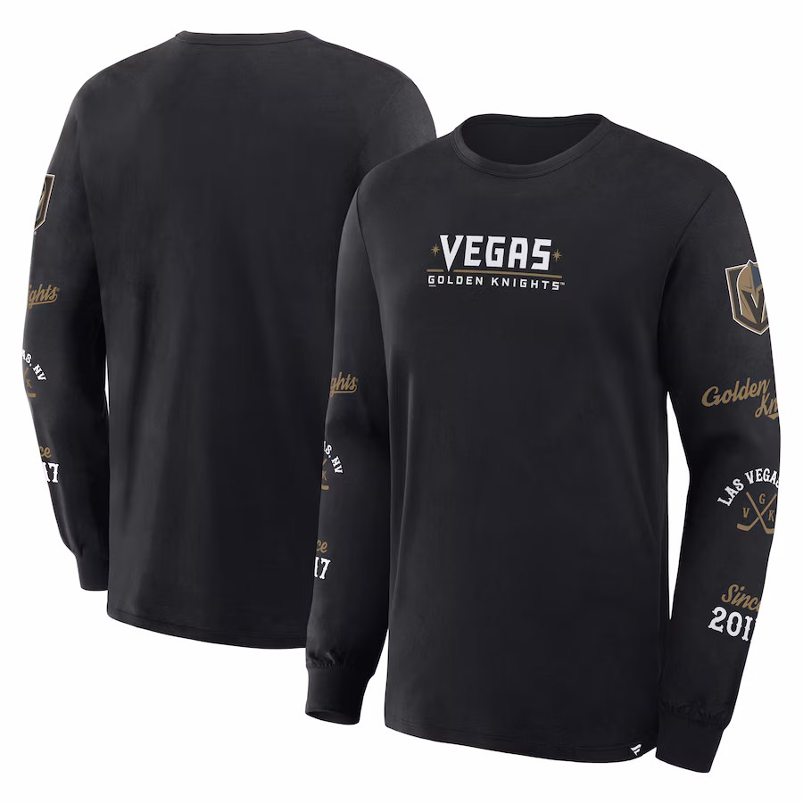 Men's Vegas Golden Knights Fanatics Black Boxed In Legacy Long Sleeve T-Shirt - ujerseystore