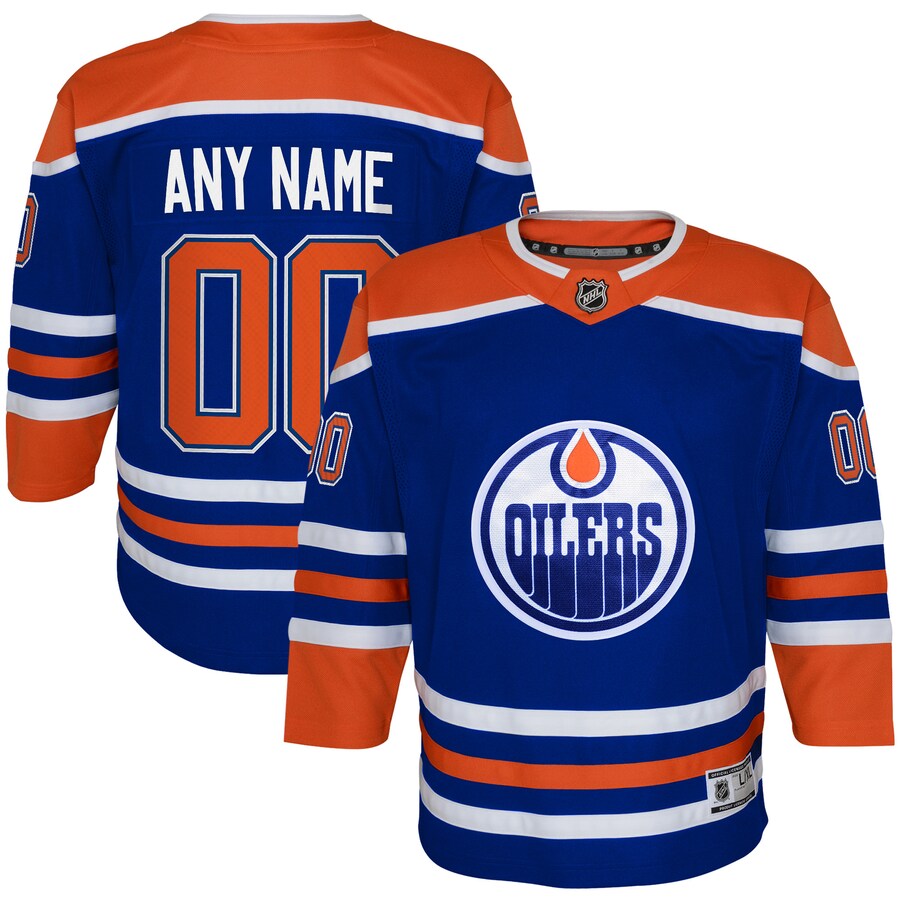Youth Edmonton Oilers  Royal Home Replica Custom Jersey - ujerseystore