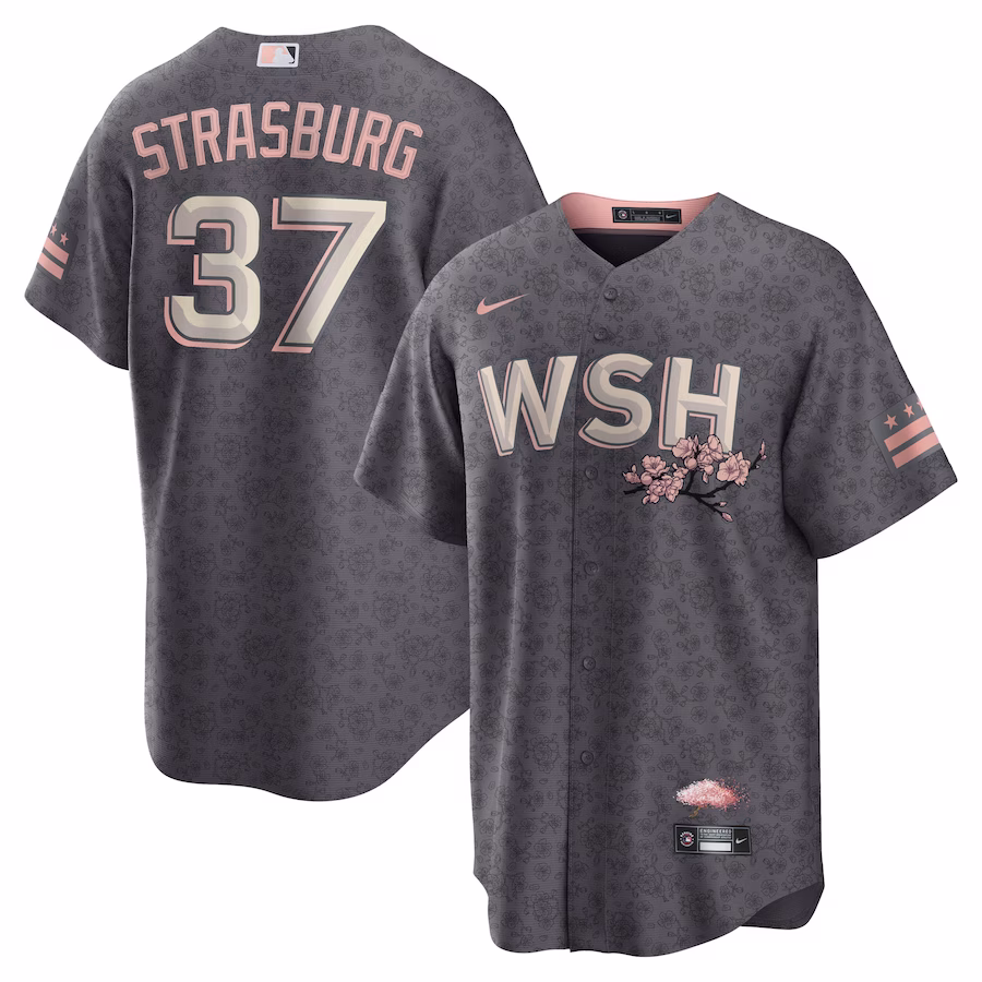 Men's Washington Nationals Stephen Strasburg Nike Charcoal City Connect Replica Player Jersey - ujerseystore