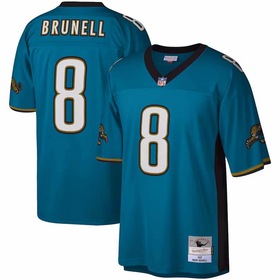 Men's Jacksonville Jaguars Mark Brunell Mitchell & Ness Teal Legacy Replica Jersey - ujerseystore