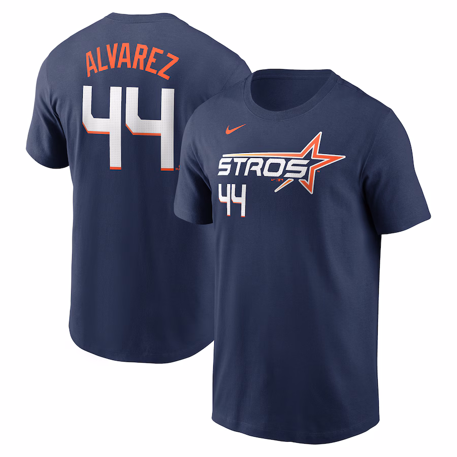 Men's Houston Astros Yordan Alvarez Nike Navy 2025 City Connect Fuse Name & Number T-Shirt - ujerseystore