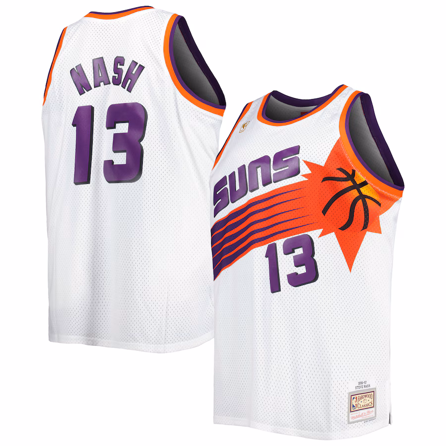 Men's Phoenix Suns Steve Nash Mitchell & Ness White Big & Tall Hardwood Classics 1996/97 Swingman Jersey - ujerseystore