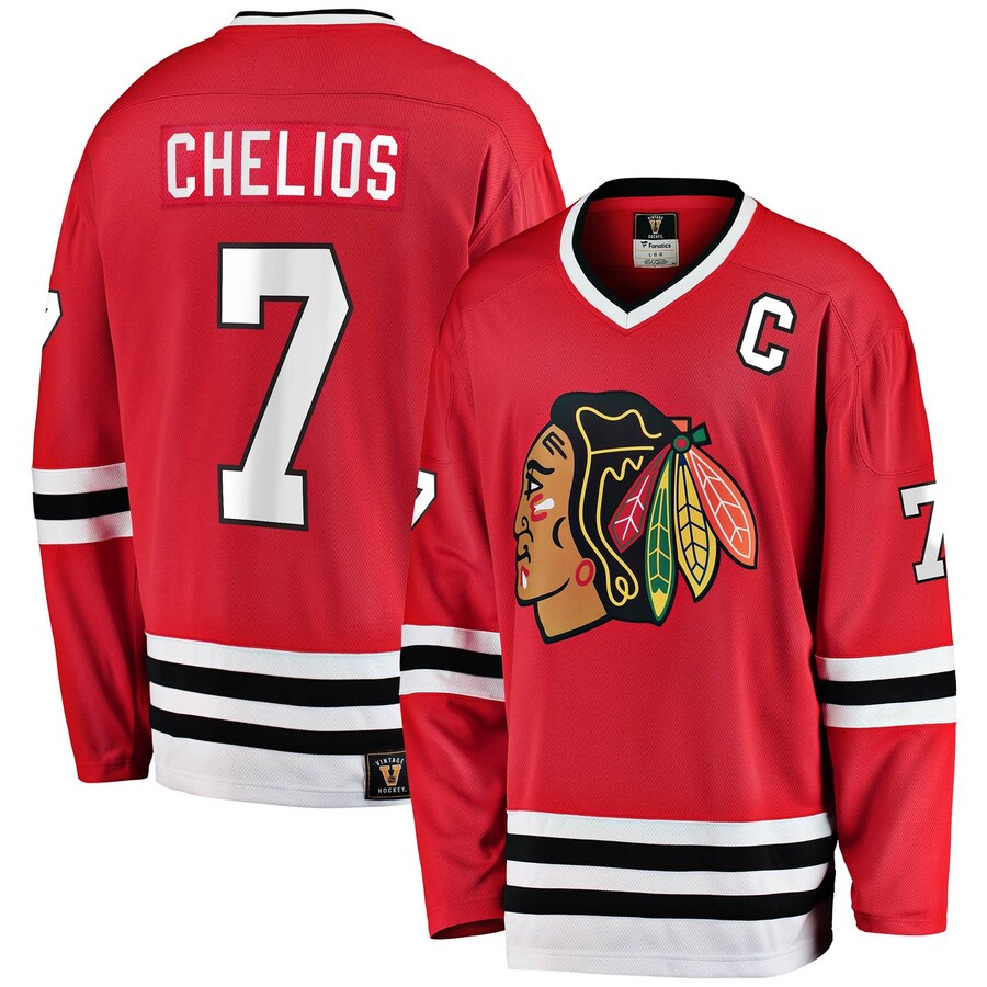 Men's Chicago Blackhawks Chris Chelios Fanatics Branded Red Premier Breakaway Retired Player Jersey - ujerseystore