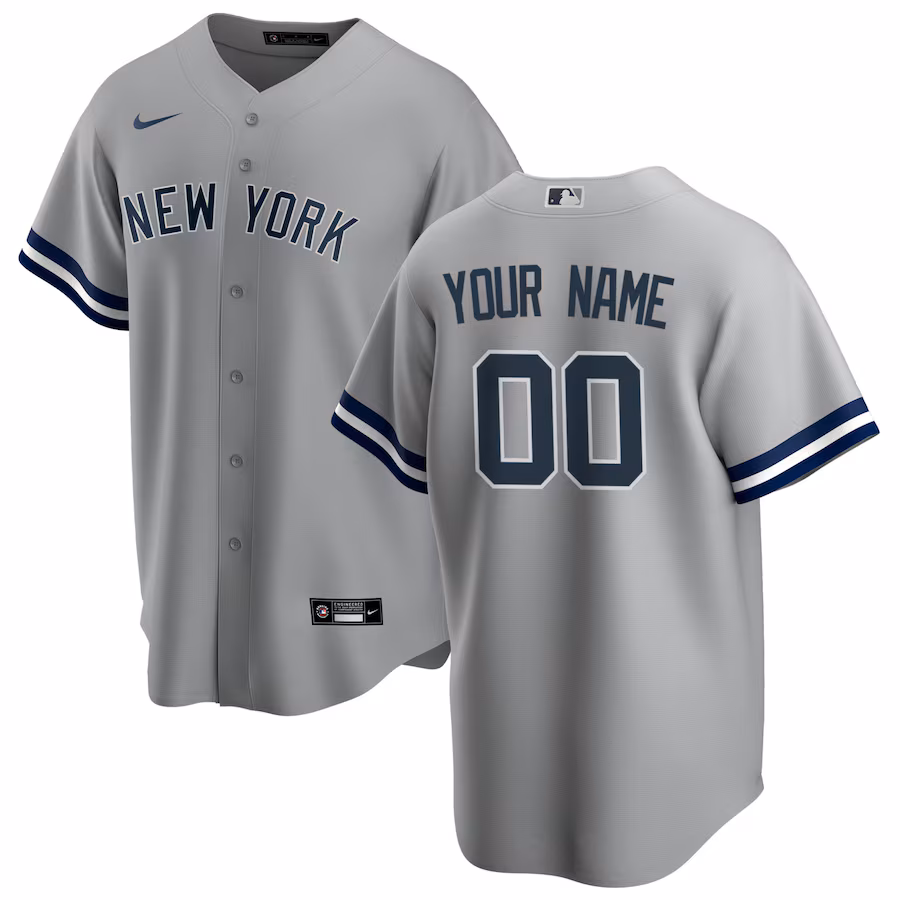 Men's New York Yankees Nike Gray Road Replica Custom Jersey - ujerseystore