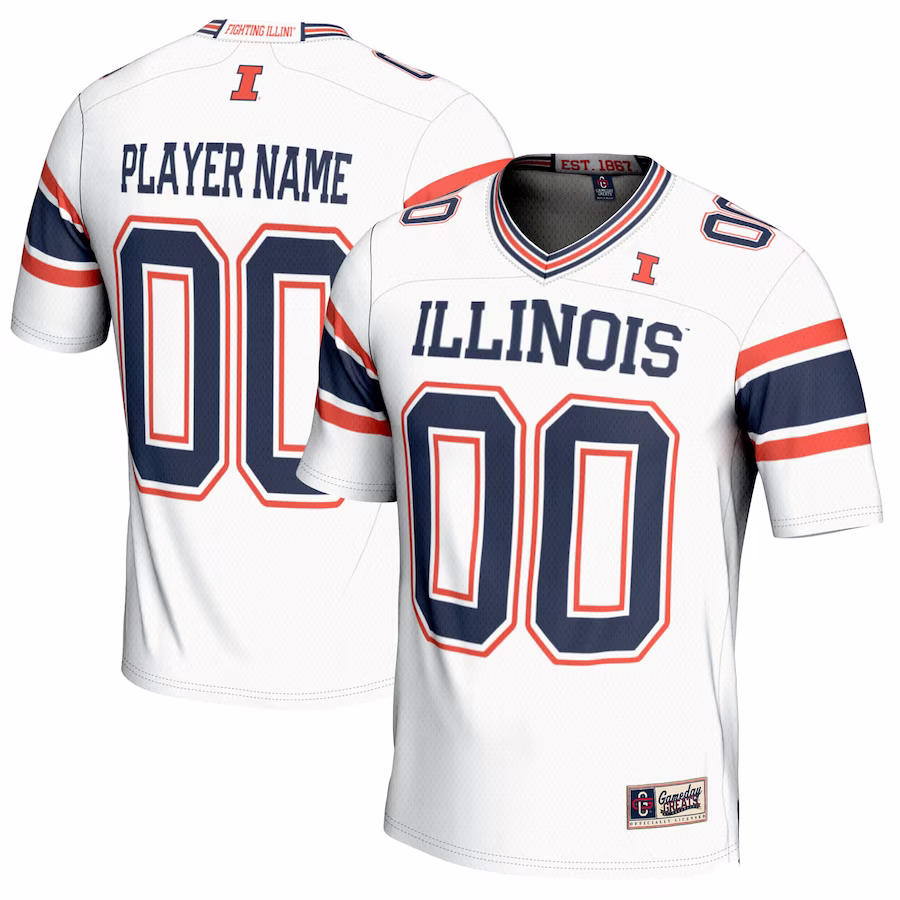 Illinois Fighting Illini GameDay Greats NIL Pick-A-Player Football Jersey - White - ujerseystore