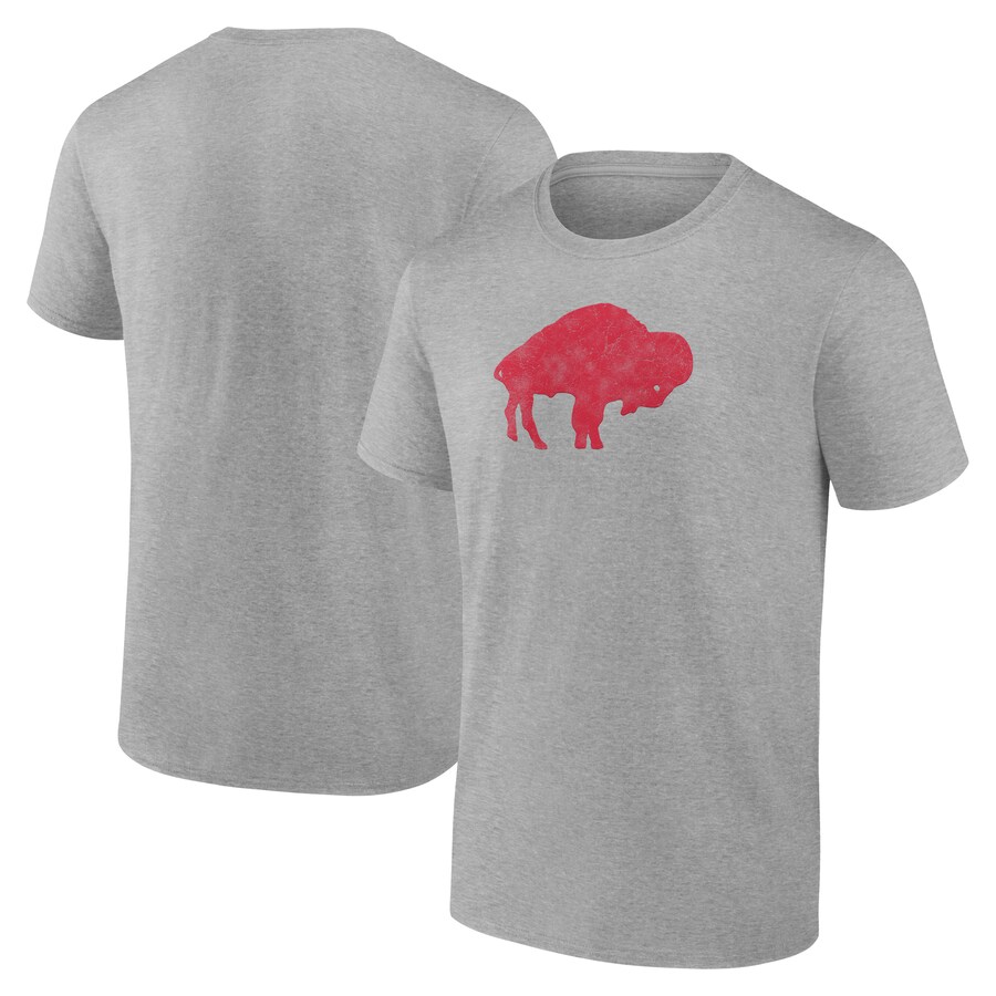 Men's Buffalo Bills  Fanatics Gray Distressed Throwback Logo T-Shirt - ujerseystore