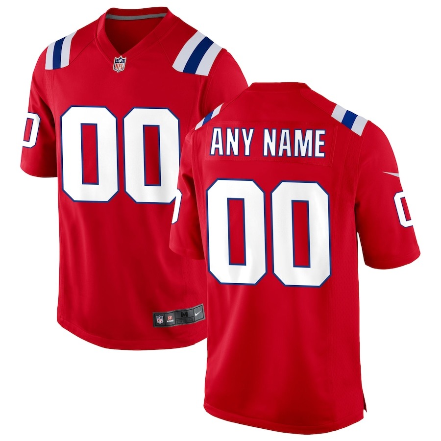 Men's New England Patriots Nike Red Alternate Custom Jersey - ujerseystore