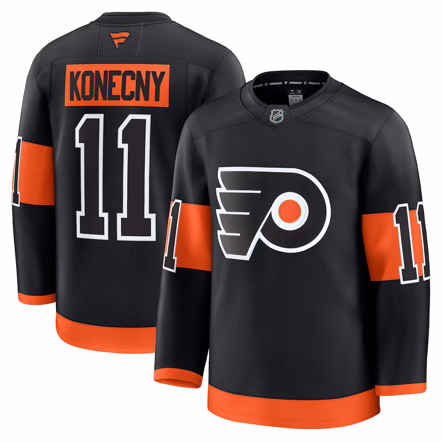 Men's Philadelphia Flyers Travis Konecny Fanatics Black Alternate Premium Jersey - ujerseystore