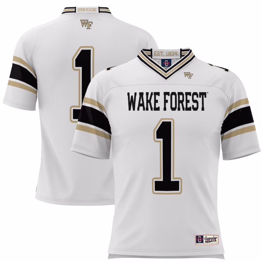 #1 Wake Forest Demon Deacons GameDay Greats Youth Football Jersey - White - ujerseystore
