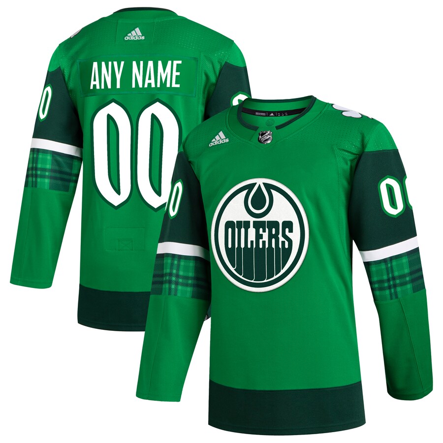 Men's Edmonton Oilers  adidas Kelly Green St. Patrick's Day Authentic Custom Jersey - ujerseystore