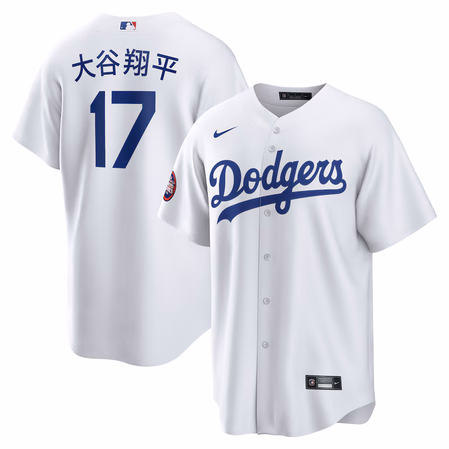 Men's Los Angeles Dodgers Shohei Ohtani Nike White 2025 MLB World Tour: Tokyo Series Home Kanji Replica Player Jersey - ujerseystore