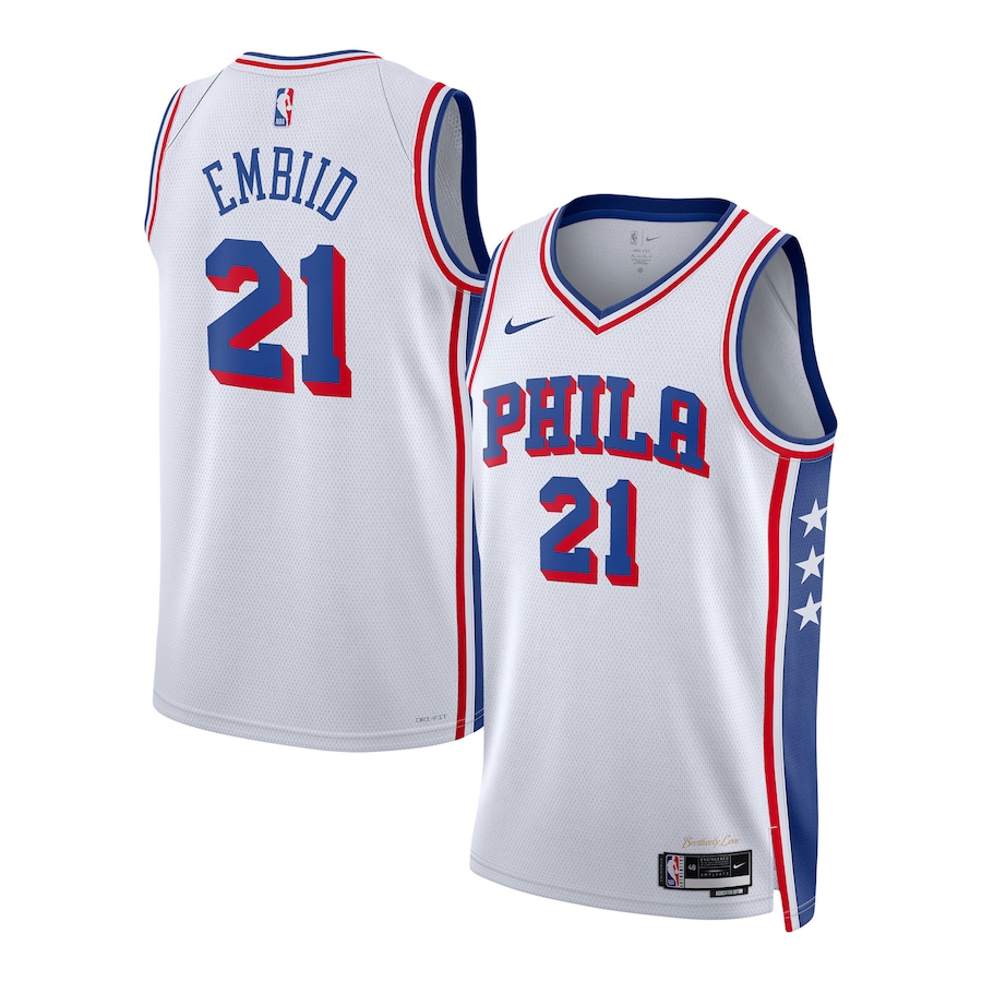 Youth Philadelphia 76ers Joel Embiid Nike White Swingman Jersey - Association Edition - ujerseystore