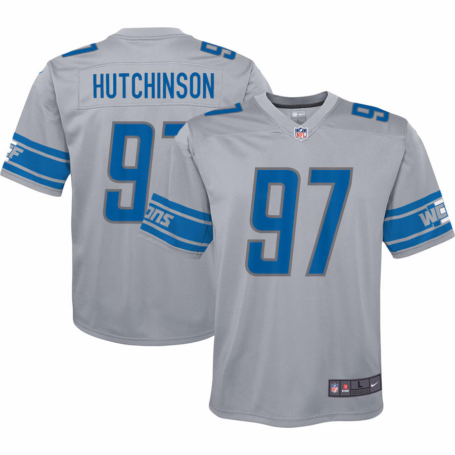 Youth Detroit Lions Aidan Hutchinson Nike Silver Inverted Game Jersey - ujerseystore