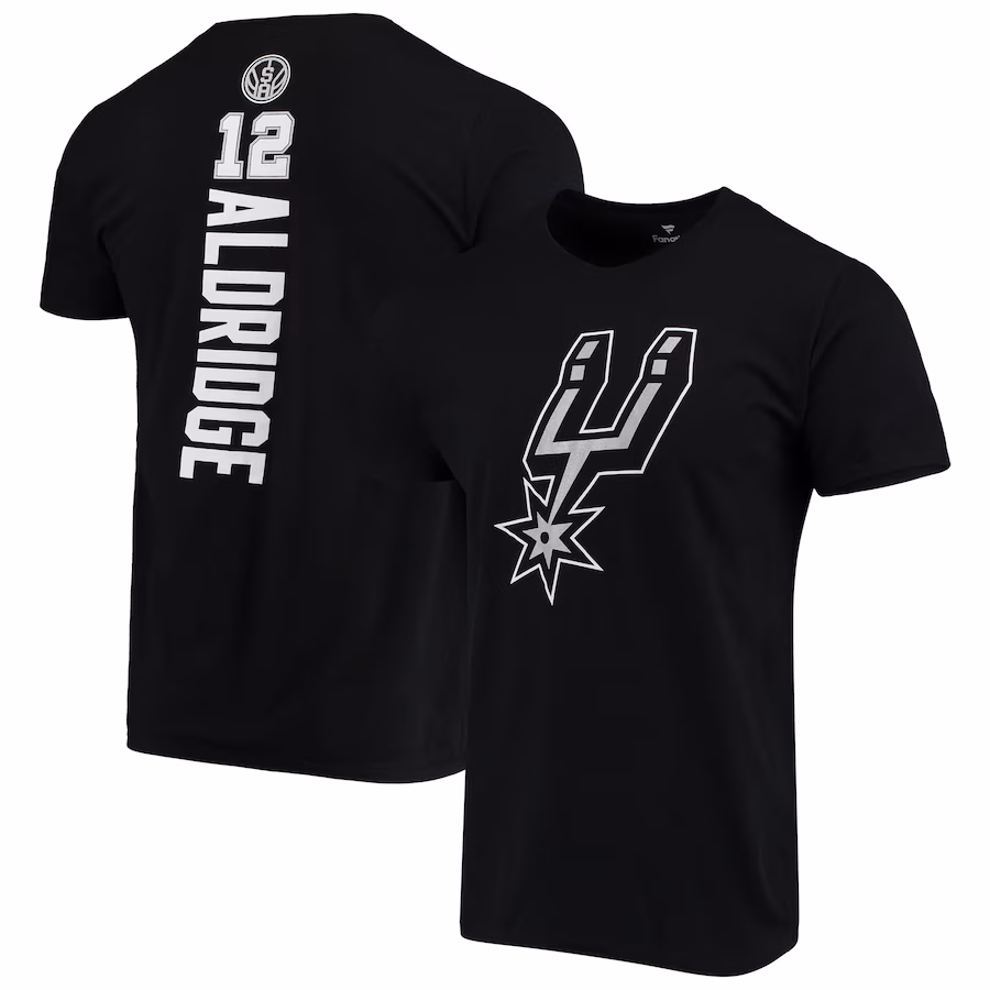 Men's San Antonio Spurs LaMarcus Aldridge Fanatics Black Team Playmaker Name & Number T-Shirt - ujerseystore