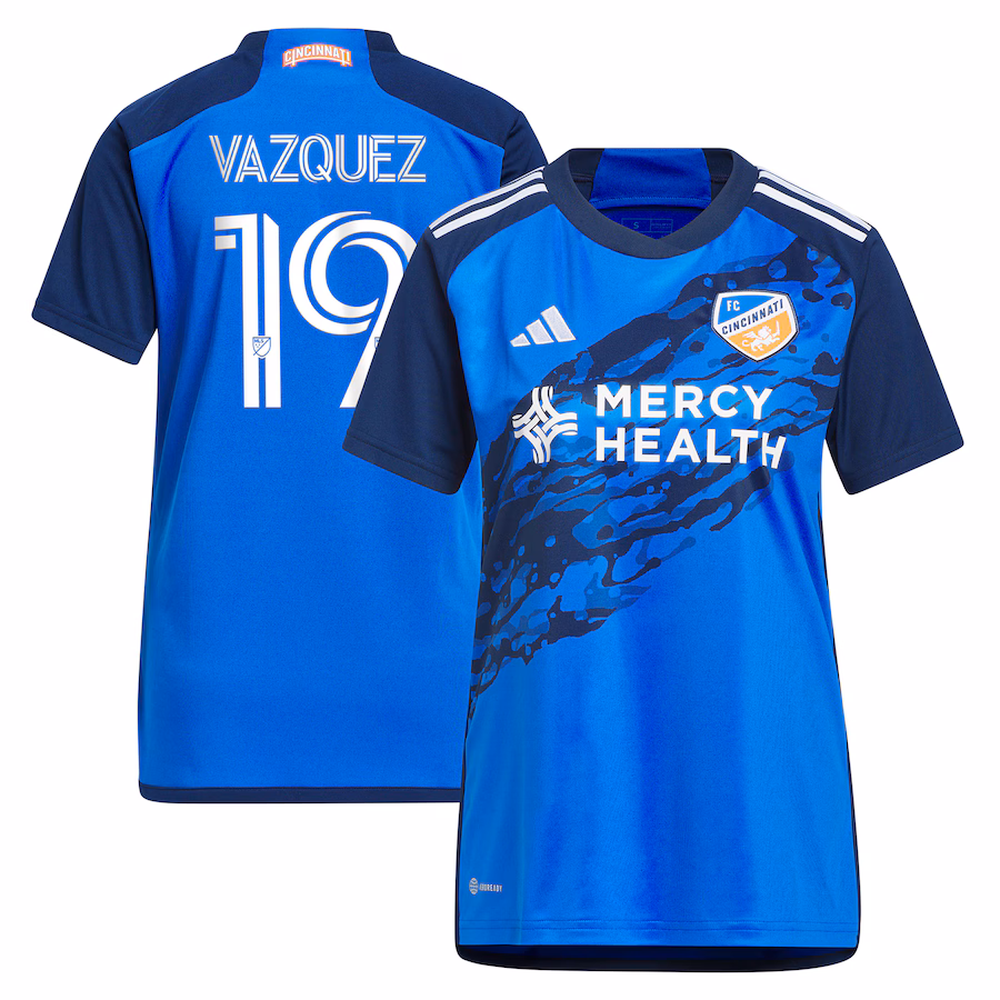 Women's FC Cincinnati Brandon Vazquez adidas Blue 2023 River Kit Replica Jersey - ujerseystore