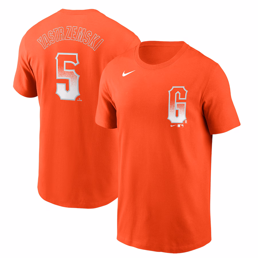 Men's San Francisco Giants Mike Yastrzemski Nike Orange City Connect Name & Number T-Shirt - ujerseystore