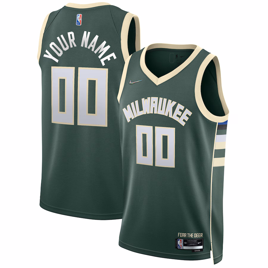 Men's Milwaukee Bucks Nike Hunter Green 2021/22 Diamond Swingman Custom Jersey - Icon Edition - ujerseystore