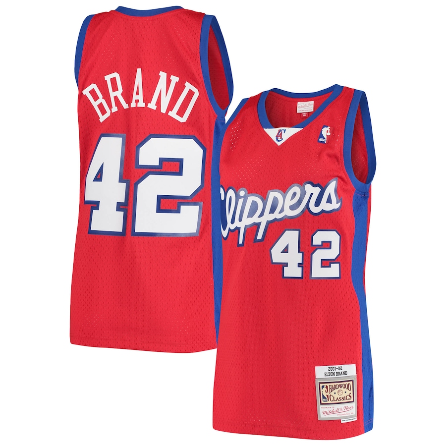 Men's LA Clippers Elton Brand Mitchell & Ness Red Hardwood Classics Swingman Jersey - ujerseystore
