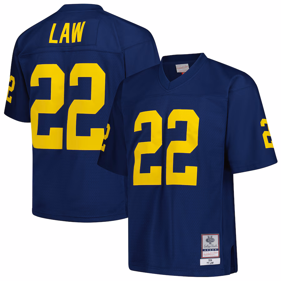 Men's Mitchell & Ness Ty Law Navy Michigan Wolverines 1994 Legacy Jersey - ujerseystore