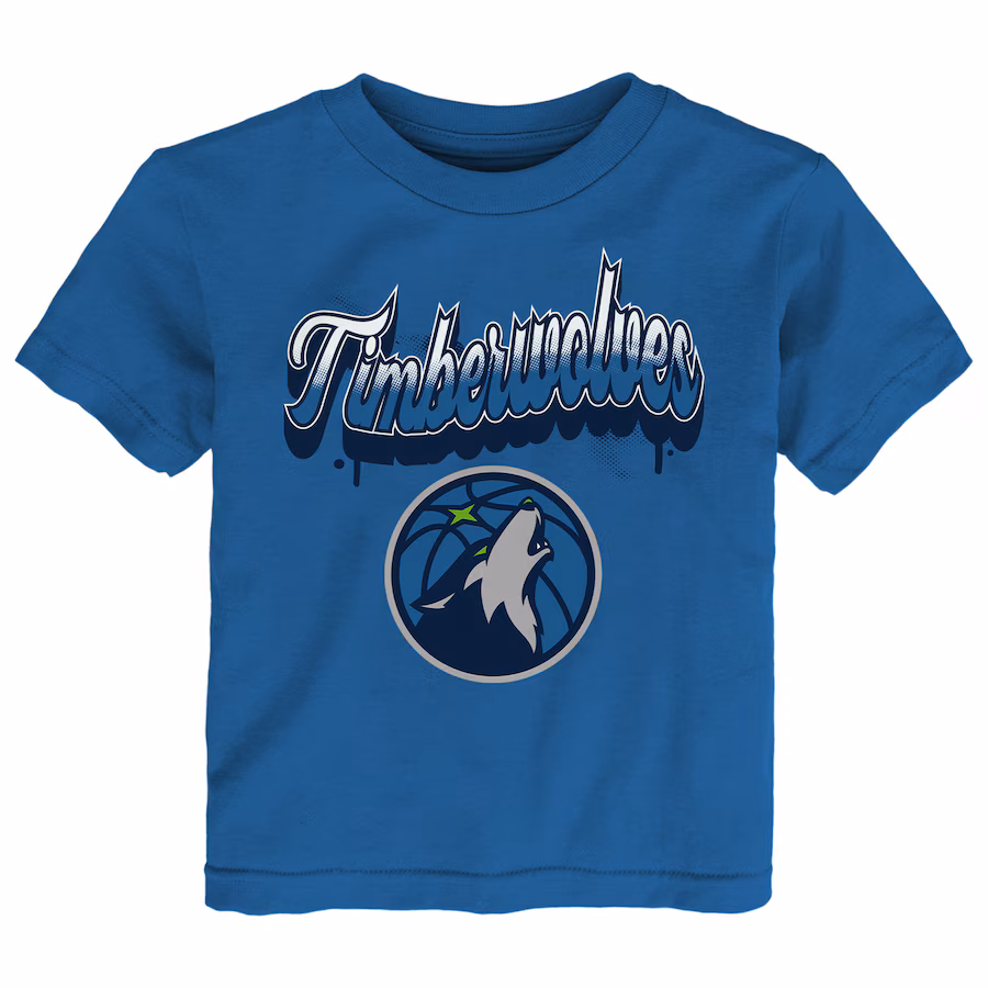 Youth Minnesota Timberwolves  Blue Bubbly Script T-Shirt - ujerseystore