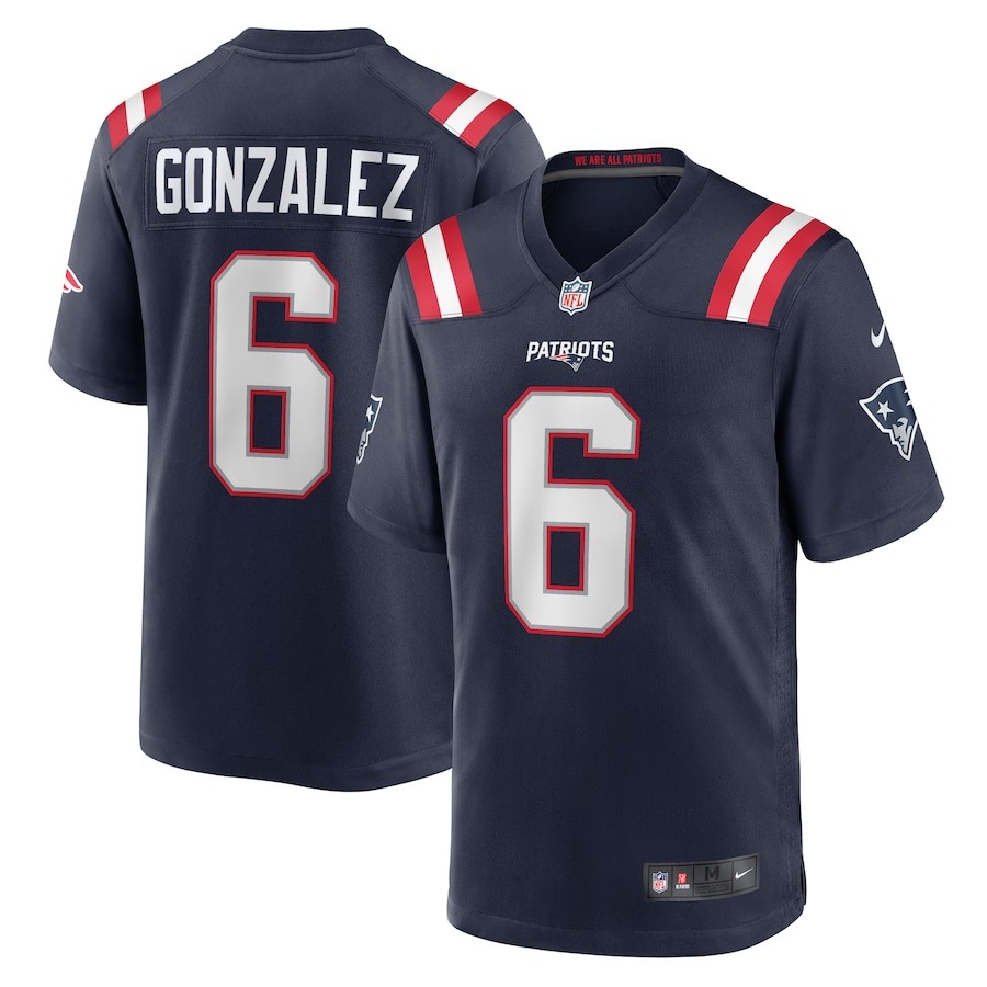 Men's New England Patriots Christian Gonzalez Nike  Navy Team Game Jersey - ujerseystore