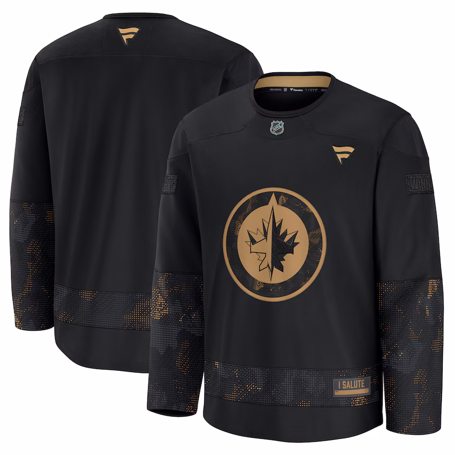 Men's Winnipeg Jets Fanatics Black 2024 Military Appreciation Practice Jersey - ujerseystore