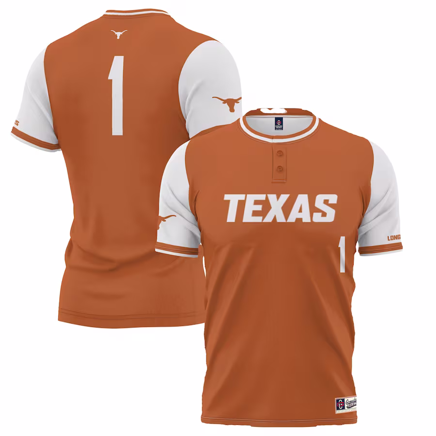 #1 Texas Longhorns GameDay Greats Youth Lightweight Softball Jersey - Burnt Orange - ujerseystore