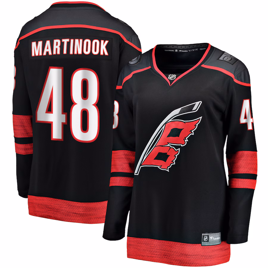 Women's Carolina Hurricanes Jordan Martinook Fanatics Black Home Breakaway Player Jersey - ujerseystore