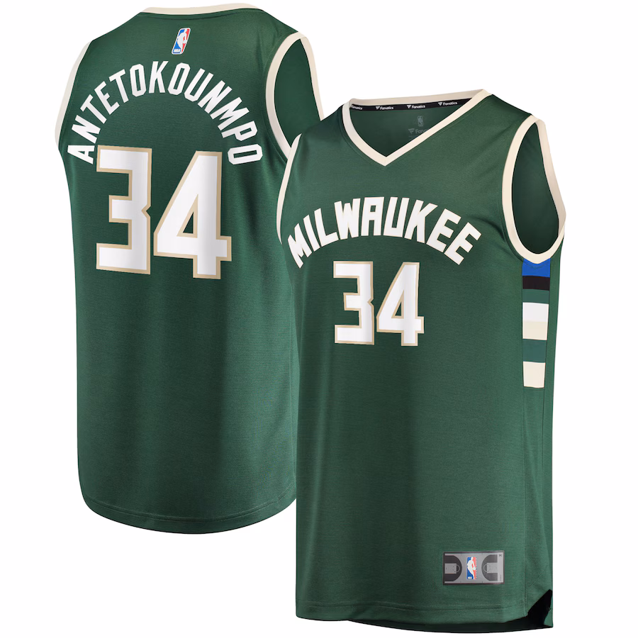 Men's Milwaukee Bucks Giannis Antetokounmpo Fanatics Hunter Green Big & Tall Fast Break Player Jersey - Icon Edition - ujerseystore