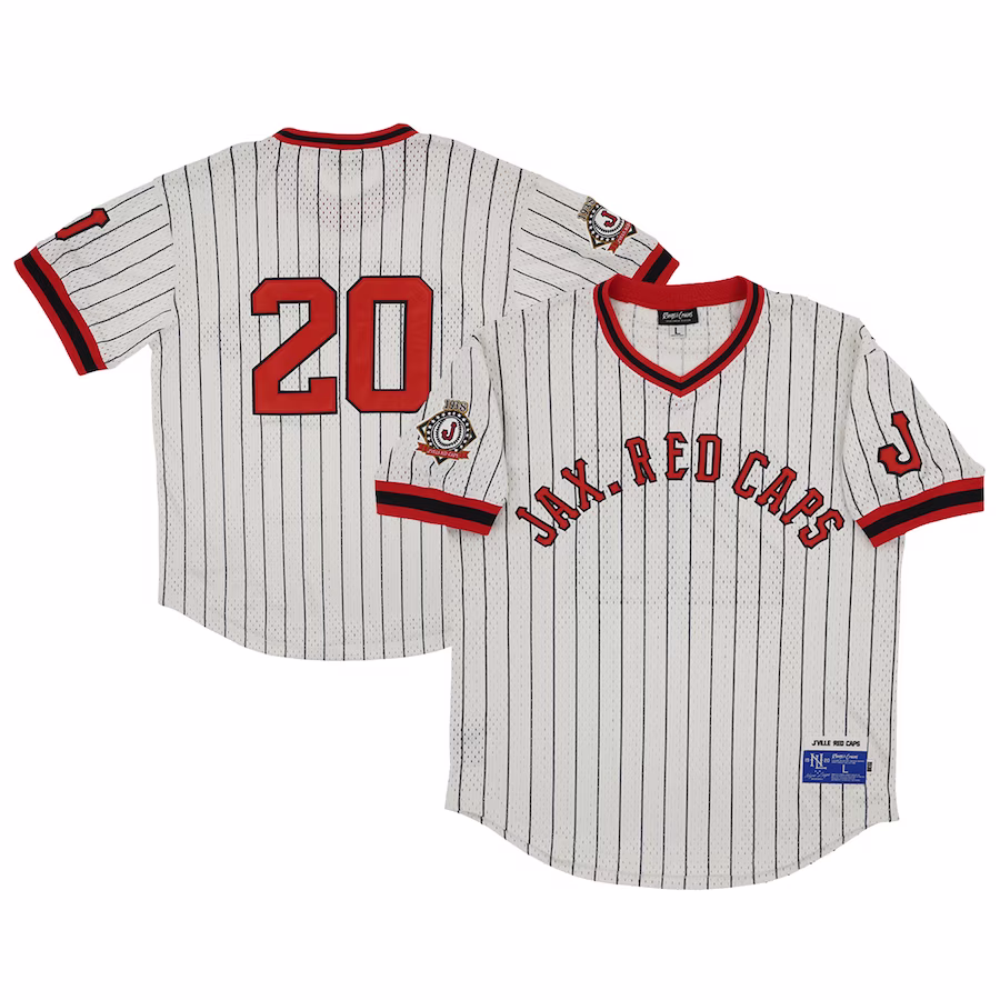 Men's Jacksonville Red Caps #20 Rings & Crwns Cream Mesh Replica V-Neck Jersey - ujerseystore