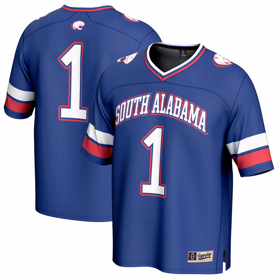 Youth GameDay Greats #1 Blue South Alabama Jaguars Collegiate Football Fashion Jersey - ujerseystore