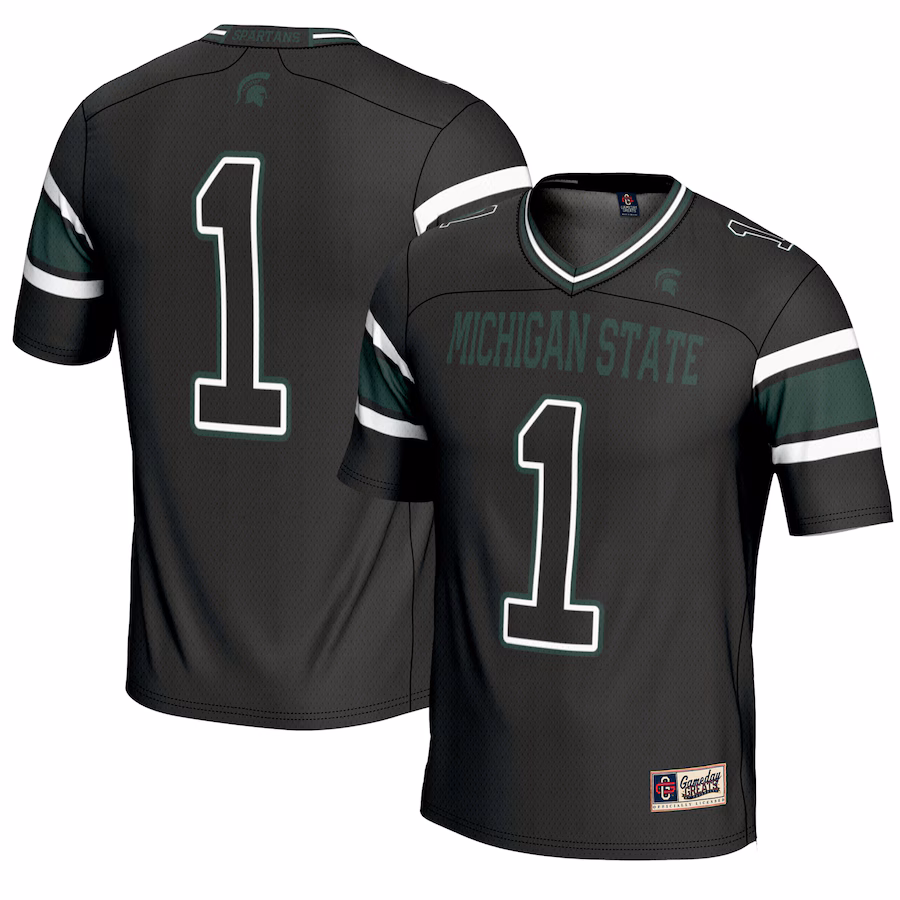 Men's GameDay Greats #1 Black Michigan State Spartans Endzone Football Jersey - ujerseystore