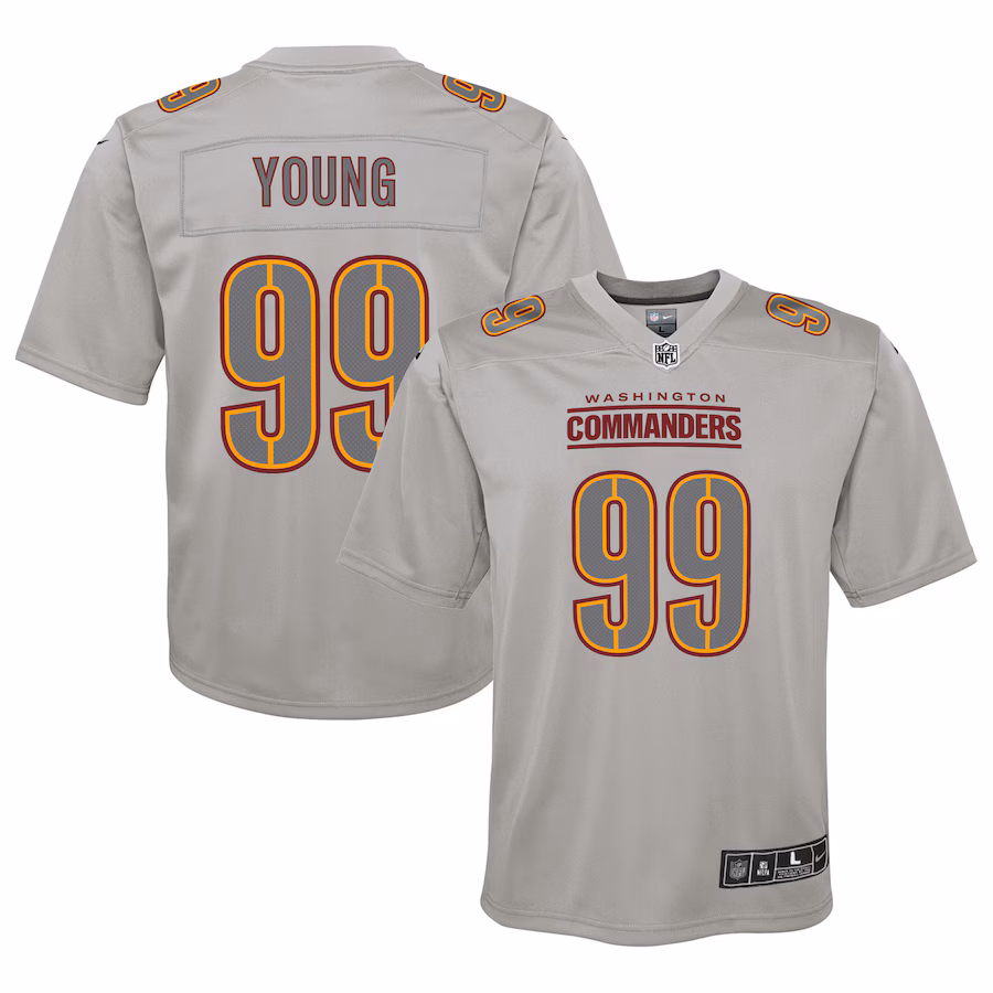 Youth Washington Commanders Chase Young Nike Gray Atmosphere Fashion Game Jersey - ujerseystore