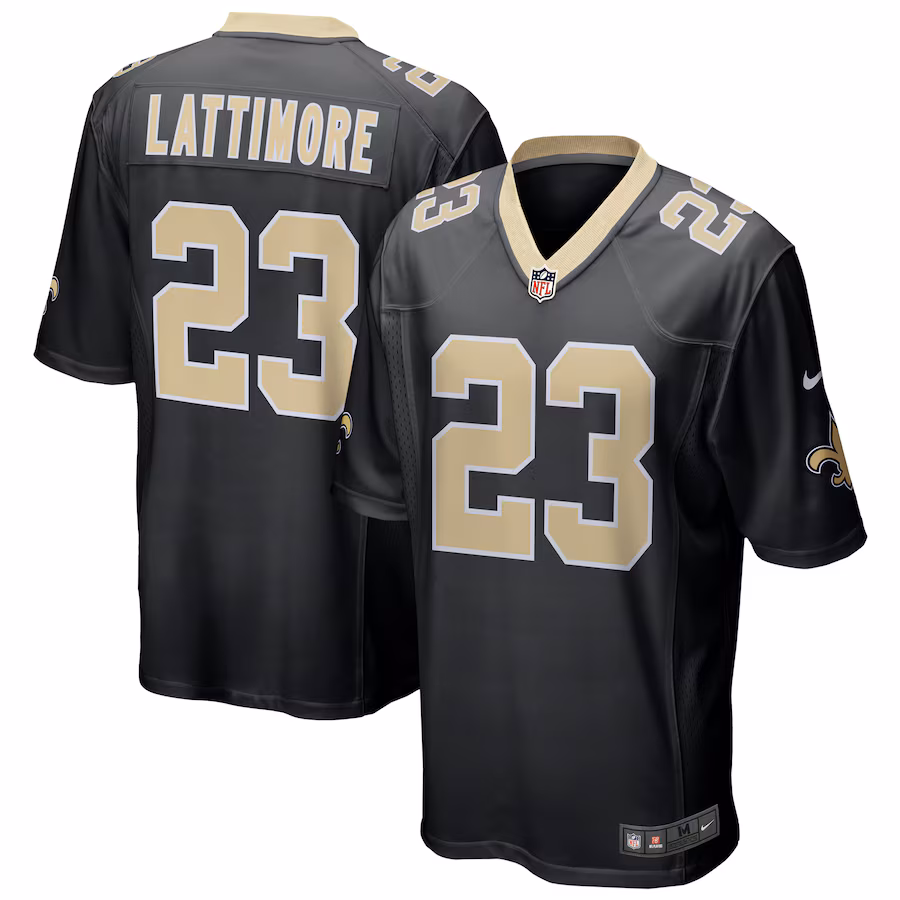 Men's New Orleans Saints Marshon Lattimore Nike Black Game Jersey - ujerseystore