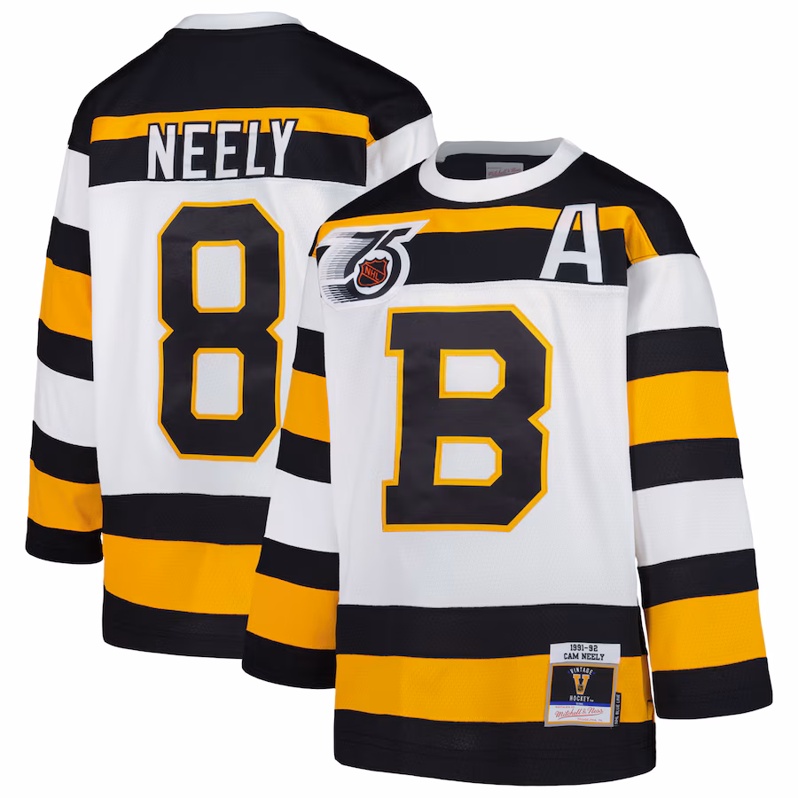 Youth Boston Bruins Cam Neely Mitchell & Ness White 1991 Blue Line Player Jersey - ujerseystore
