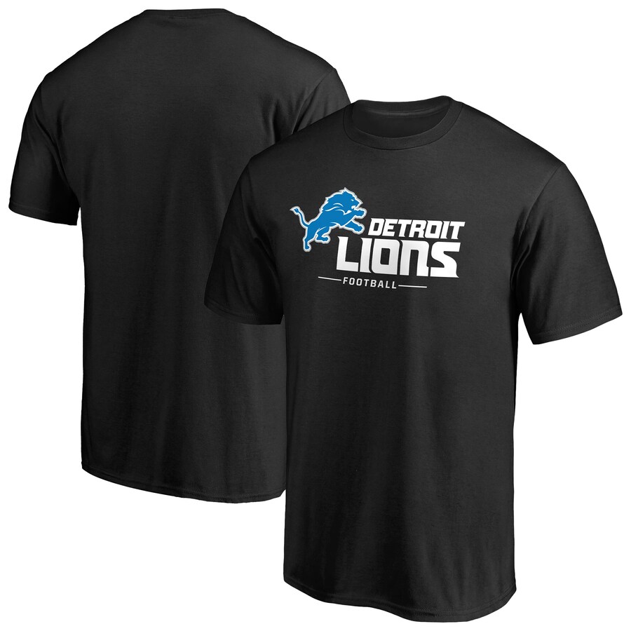 Men's Detroit Lions Black Team Lockup T-Shirt - ujerseystore
