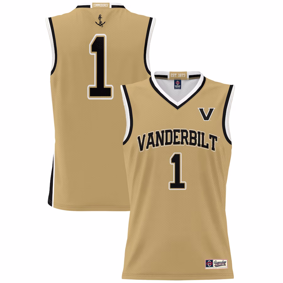 #1 Vanderbilt Commodores GameDay Greats Lightweight Collegiate Basketball Jersey - Gold - ujerseystore