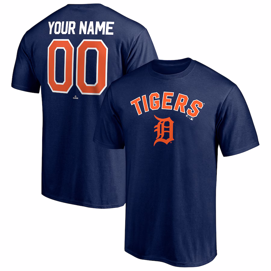 Men's Detroit Tigers Navy Personalized Team Winning Streak Name & Number T-Shirt - ujerseystore