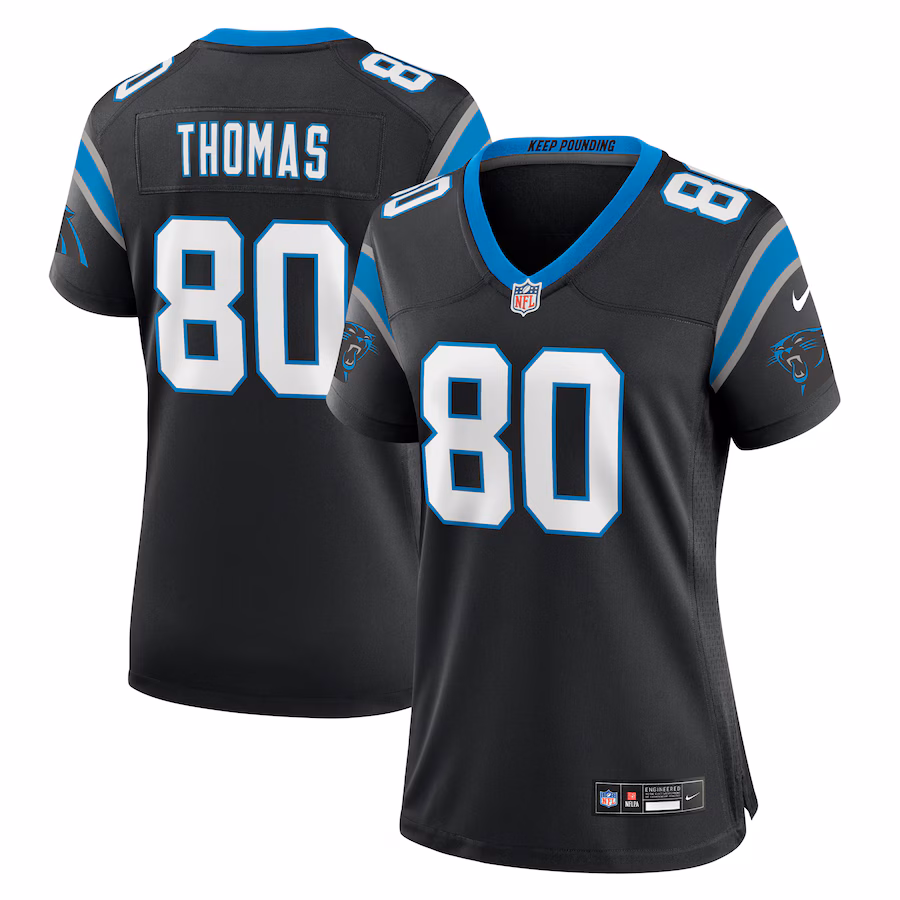 Women's Carolina Panthers Ian Thomas Nike Black Team Game Jersey - ujerseystore