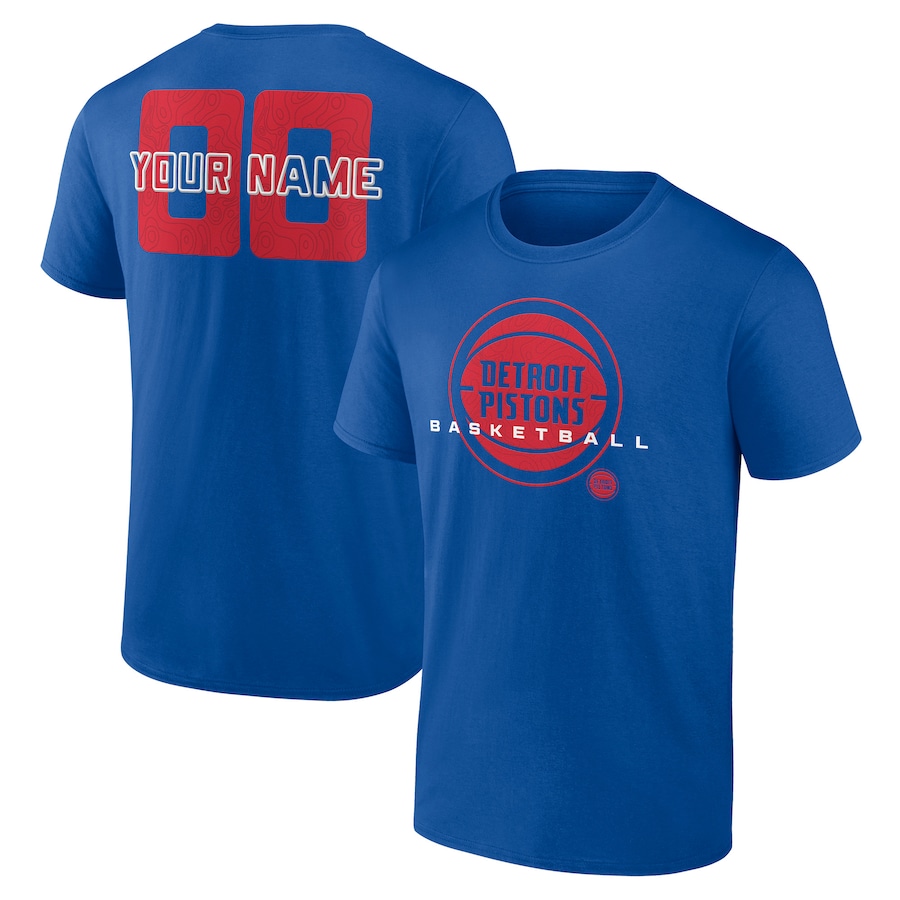 Men's Detroit Pistons Blue Stellar Personalized Name & Number T-Shirt - ujerseystore