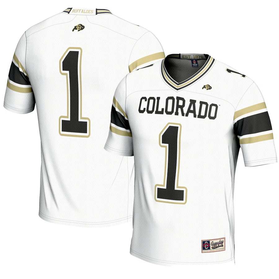 Men's GameDay Greats #1 White Colorado Buffaloes Endzone Football Jersey - ujerseystore