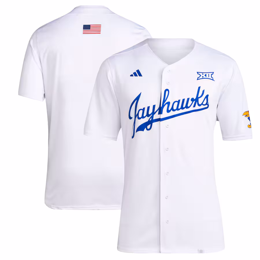 Men's adidas White Kansas Jayhawks Team Baseball Jersey - ujerseystore