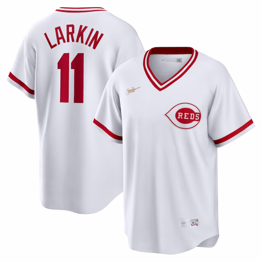 Men's Cincinnati Reds Barry Larkin Nike White Home Cooperstown Collection Player Jersey - ujerseystore