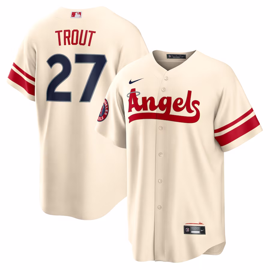 Men's Los Angeles Angels Mike Trout Nike Cream City Connect Replica Player Jersey - ujerseystore